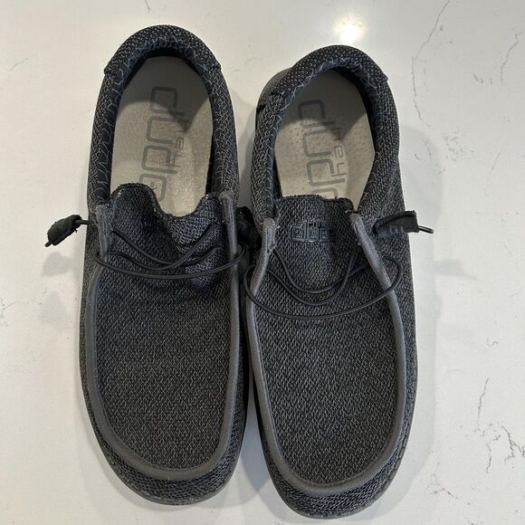 Hey Dude Wally Sox Micro Shoes Mens Size 12 black Gray Slip-On Loafers EU 45 - Picture 2 of 13